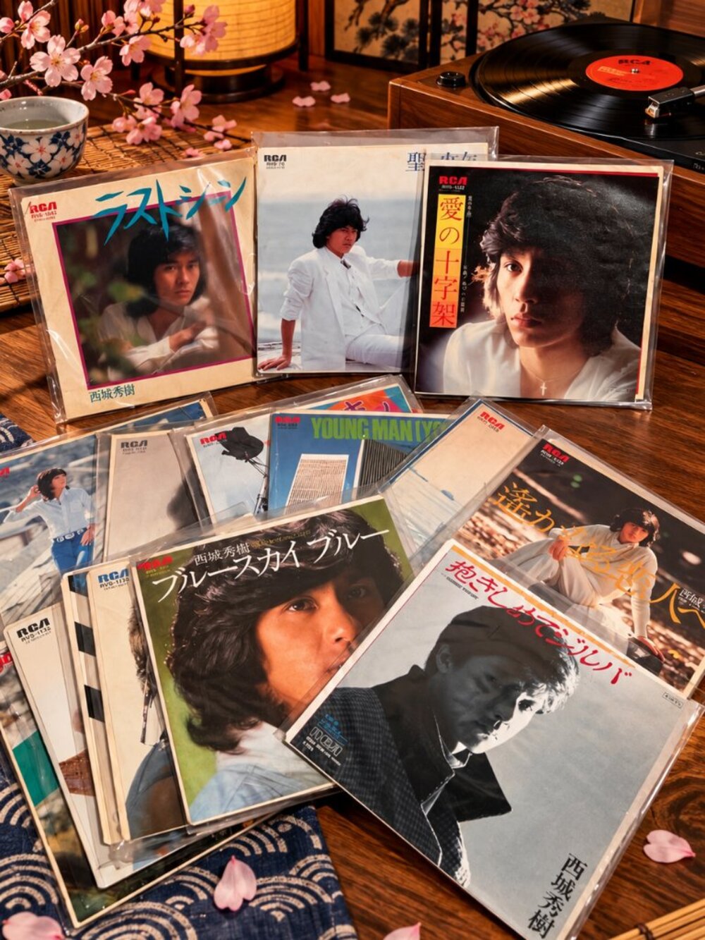 Vintage Japanese Vinyl Records Lot of 16 – Hideki Saijo RCA 7” Singles